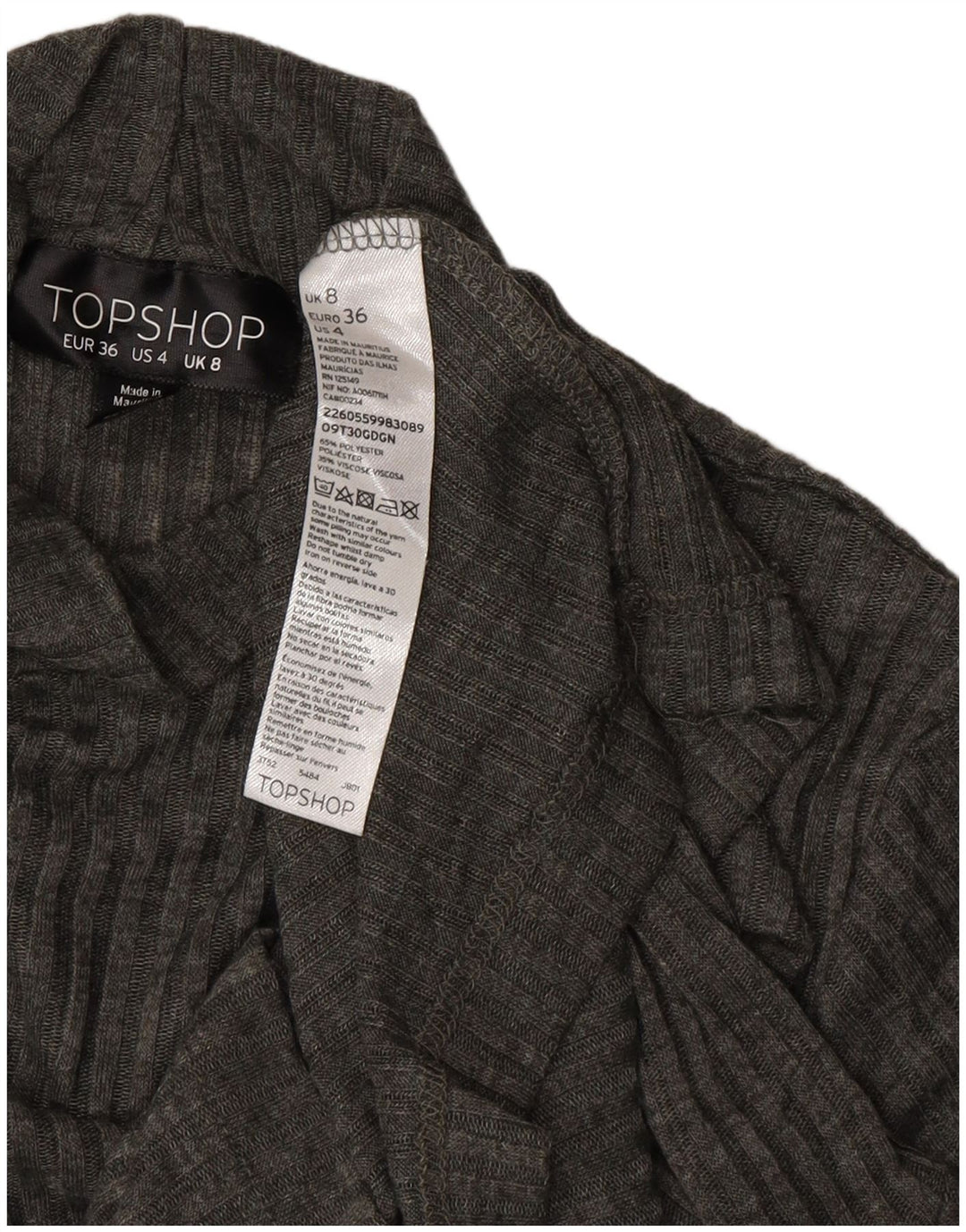 TOPSHOP Womens Crop Turtle Neck Jumper Sweater UK 8 Small Grey Polyester