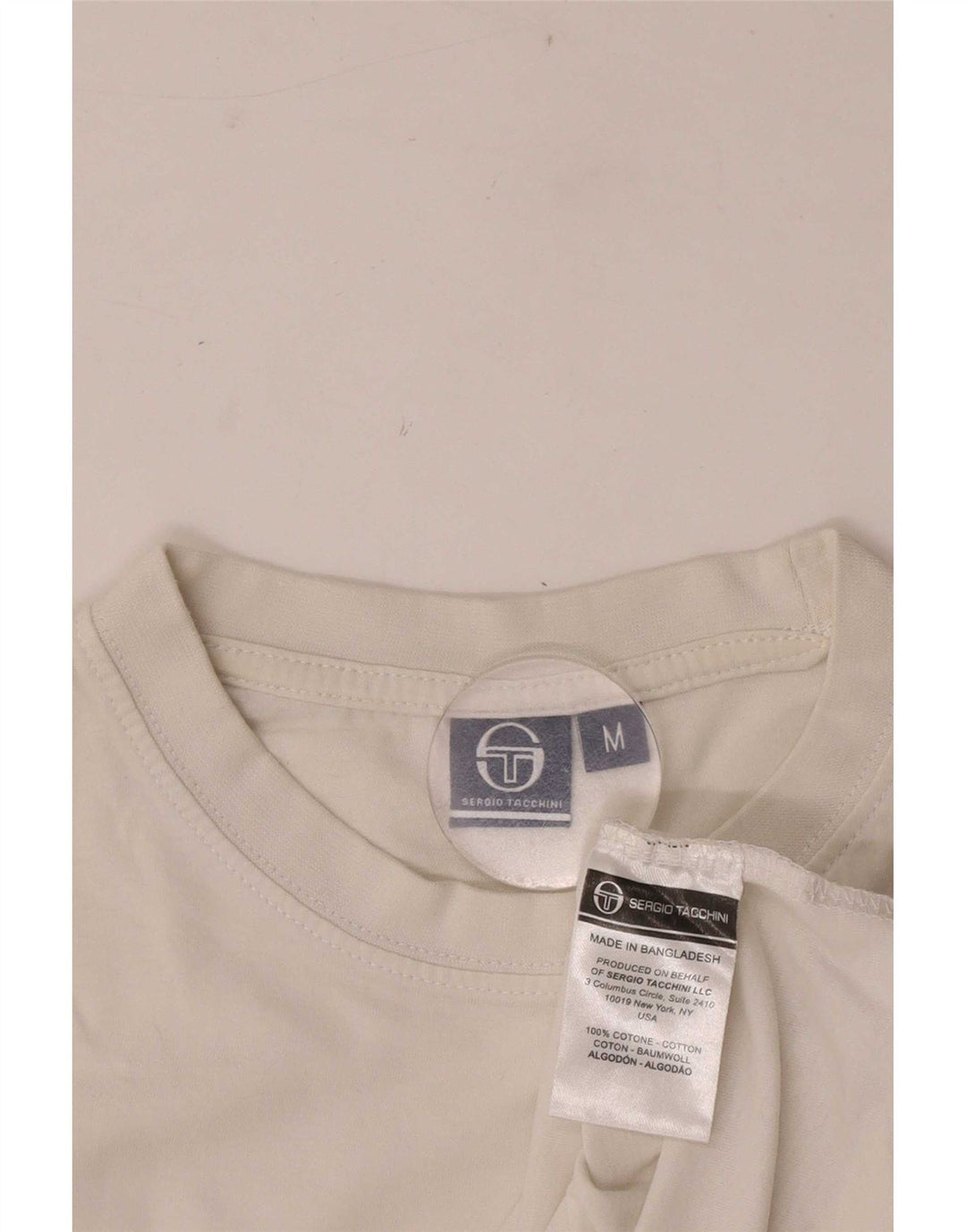 Sergio Tacchini Mens T-Shirt Top Medium White Colourblock Cotton