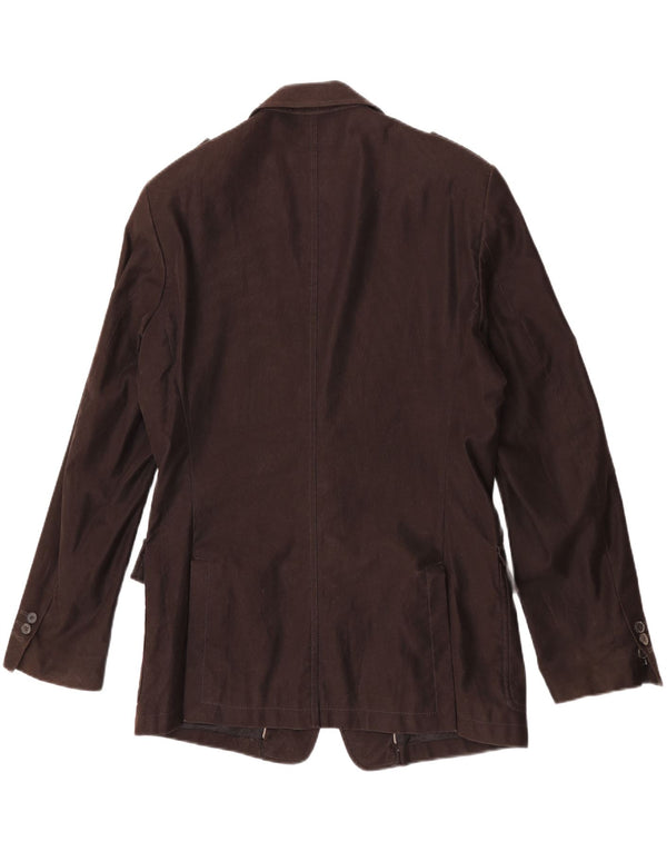 Giacca blazer militare a 2 bottoni da uomo Zara EU 54 XL cotone marrone