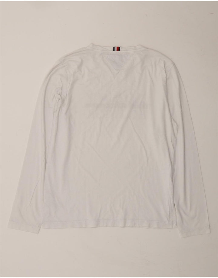 TOMMY HILFIGER Mens Graphic Top Long Sleeve Medium White Cotton Vintage Tommy Hilfiger and Second-Hand Tommy Hilfiger from Messina Hembry 