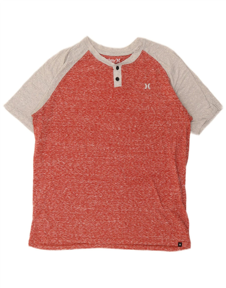 Hurley Mens T-Shirt Top Medium Red Colourblock Polyester