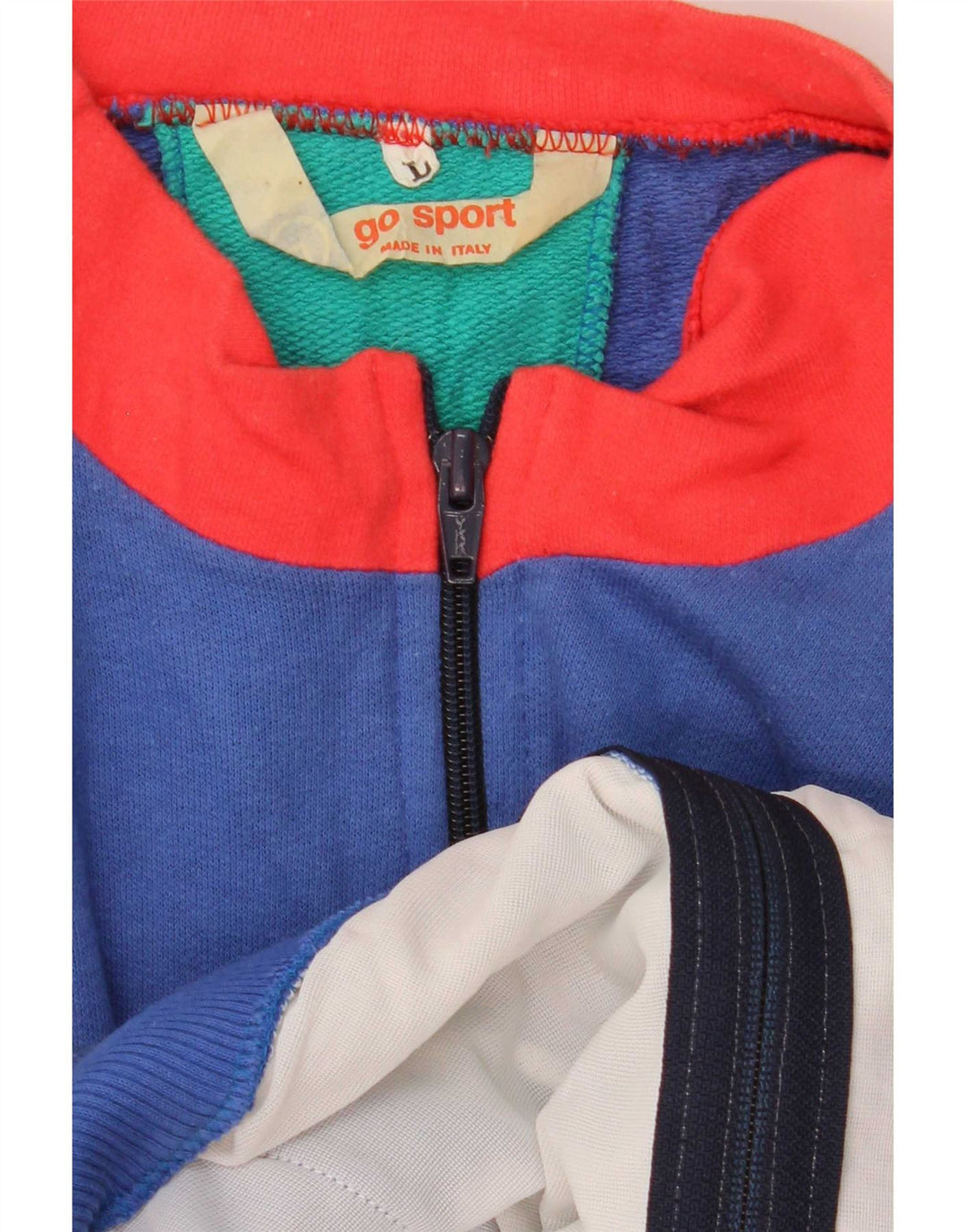 Vintage Mens Tracksuit Top Jacket Large Blue Colourblock