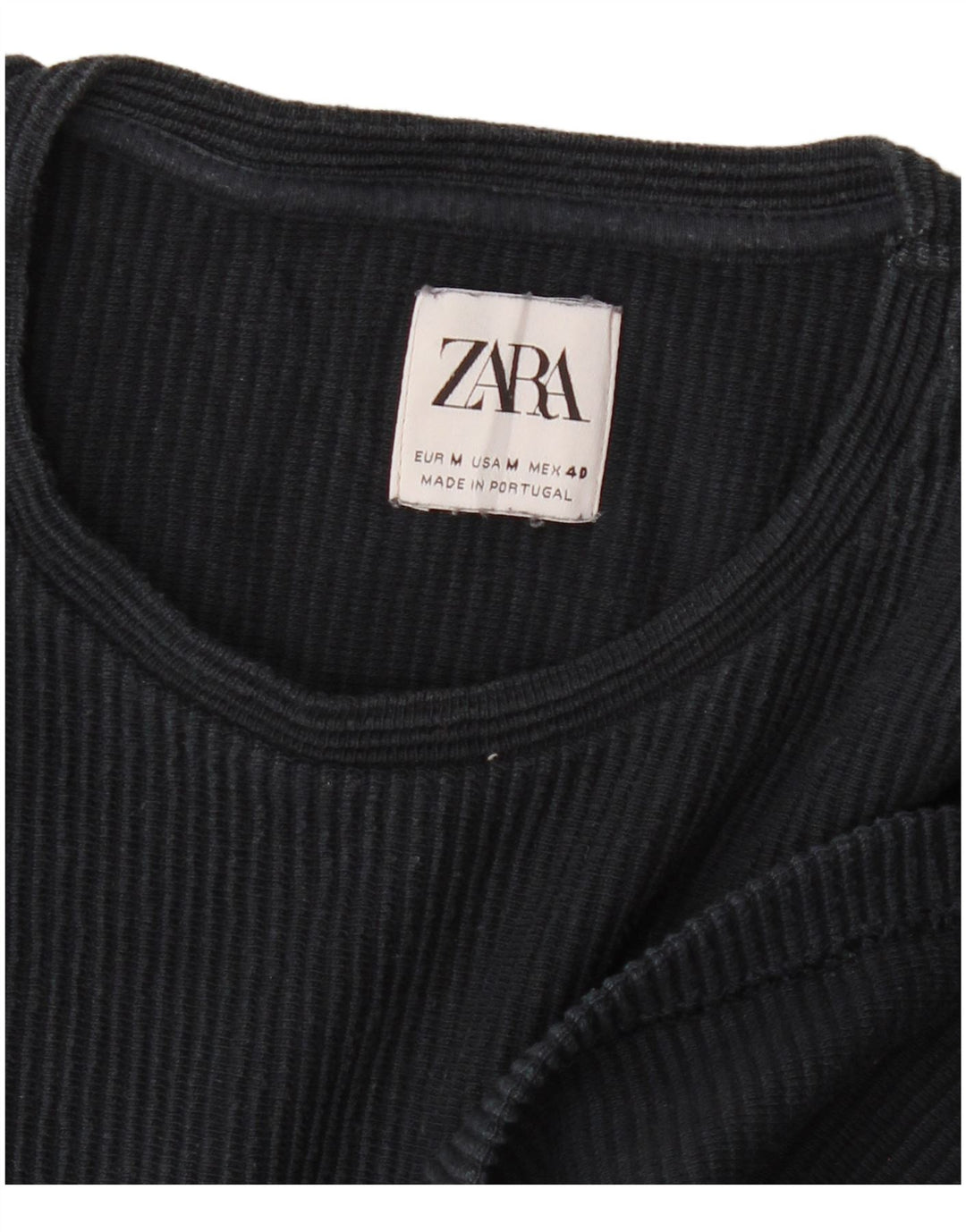 Zara Mens Top Long Sleeve Medium Navy Blue