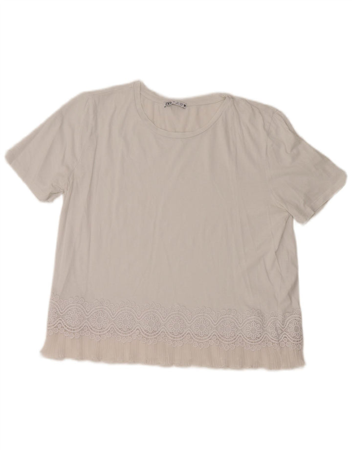 Zara Womens Blouse Top UK 16 Large White Cotton