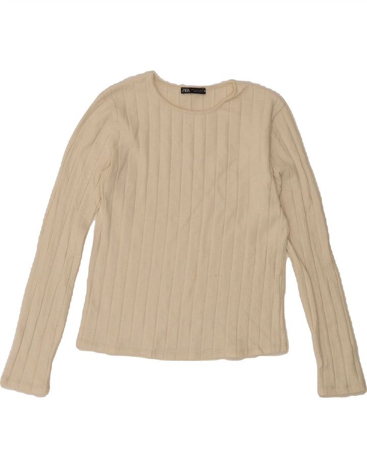 ZARA Womens Top Long Sleeve UK 10 Small White Vintage Zara and Second-Hand Zara from Messina Hembry 