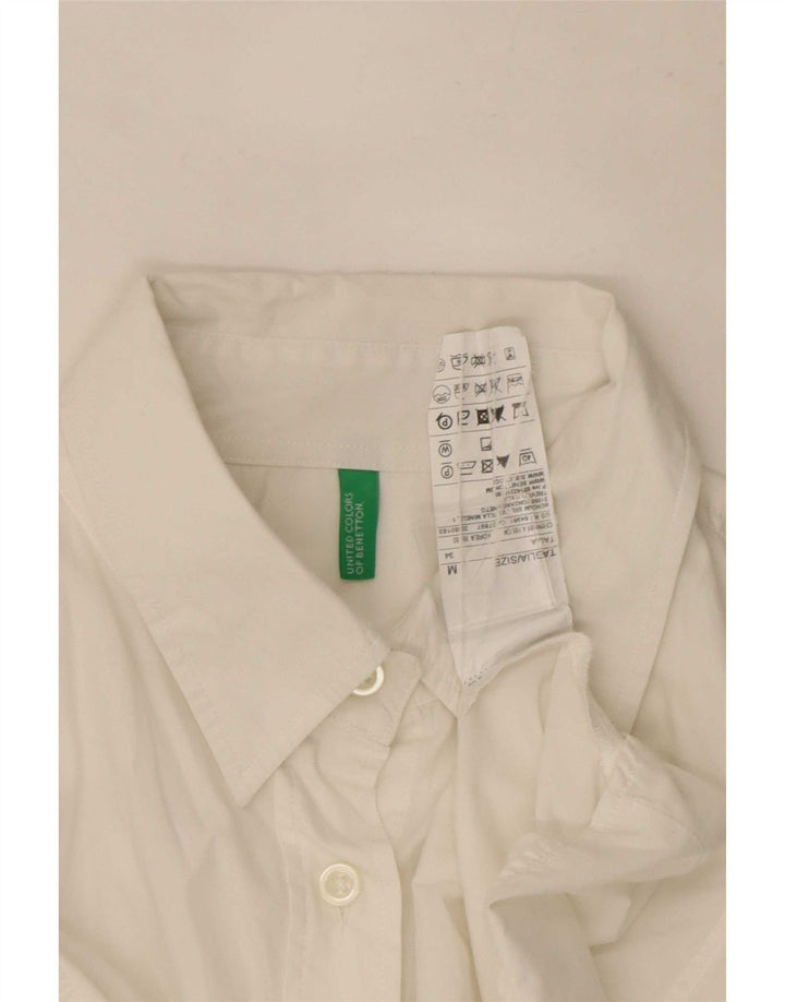 Camisa Benetton Mujer ES 44 Mediano Blanco Algodón