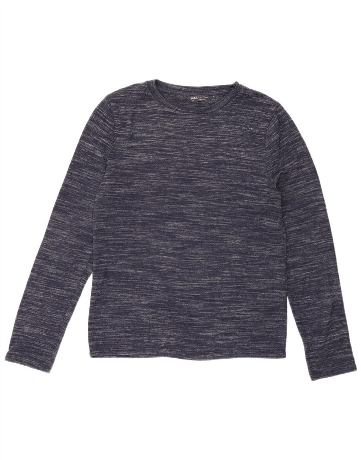 Marks & Spencer Womens Top Long Sleeve UK 10 Small Navy Blue Flecked