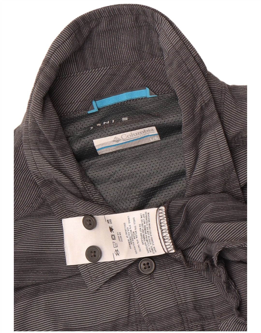 Columbia Mens Shirt Large Grey Striped Nylon