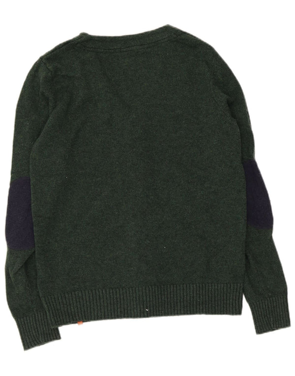 Jack & Jones Mens Cardigan Sweater Medium Green Lambswool