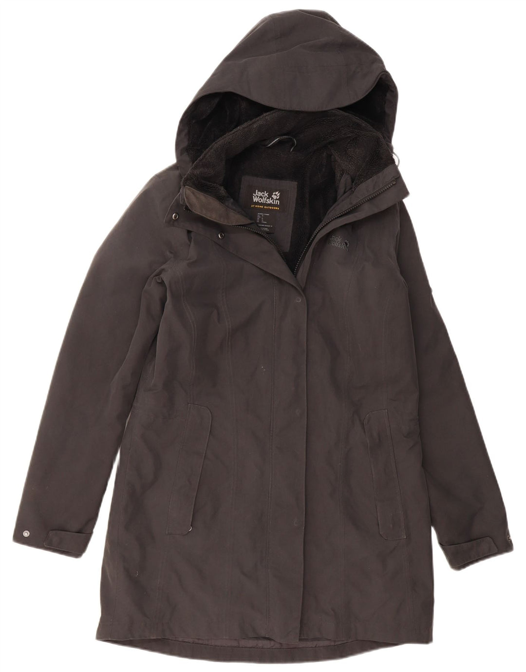 JACK WOLFSKIN Womens Hooded Windbreaker Coat UK 12 Medium Grey Polyester