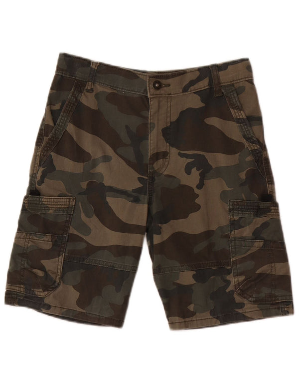 Wrangler Boys Cargo Shorts 13-14 Years W26 Green Camouflage Cotton