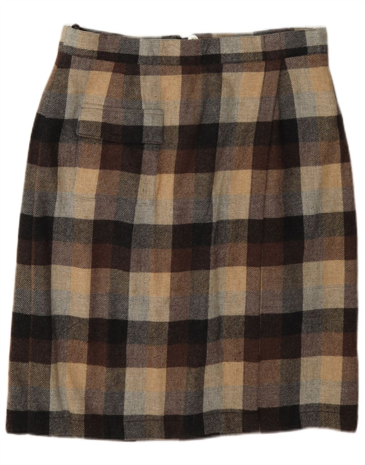 Bardehle Womens Pencil Skirt UK 12 Medium W30 Brown Check Wool