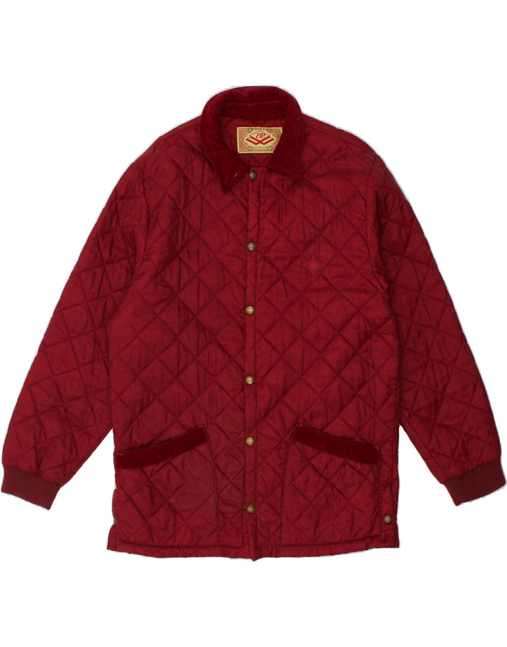 ZIP Mens Quilted Jacket UK 40 Large Burgundy Vintage Zip and Second-Hand Zip from Messina Hembry 