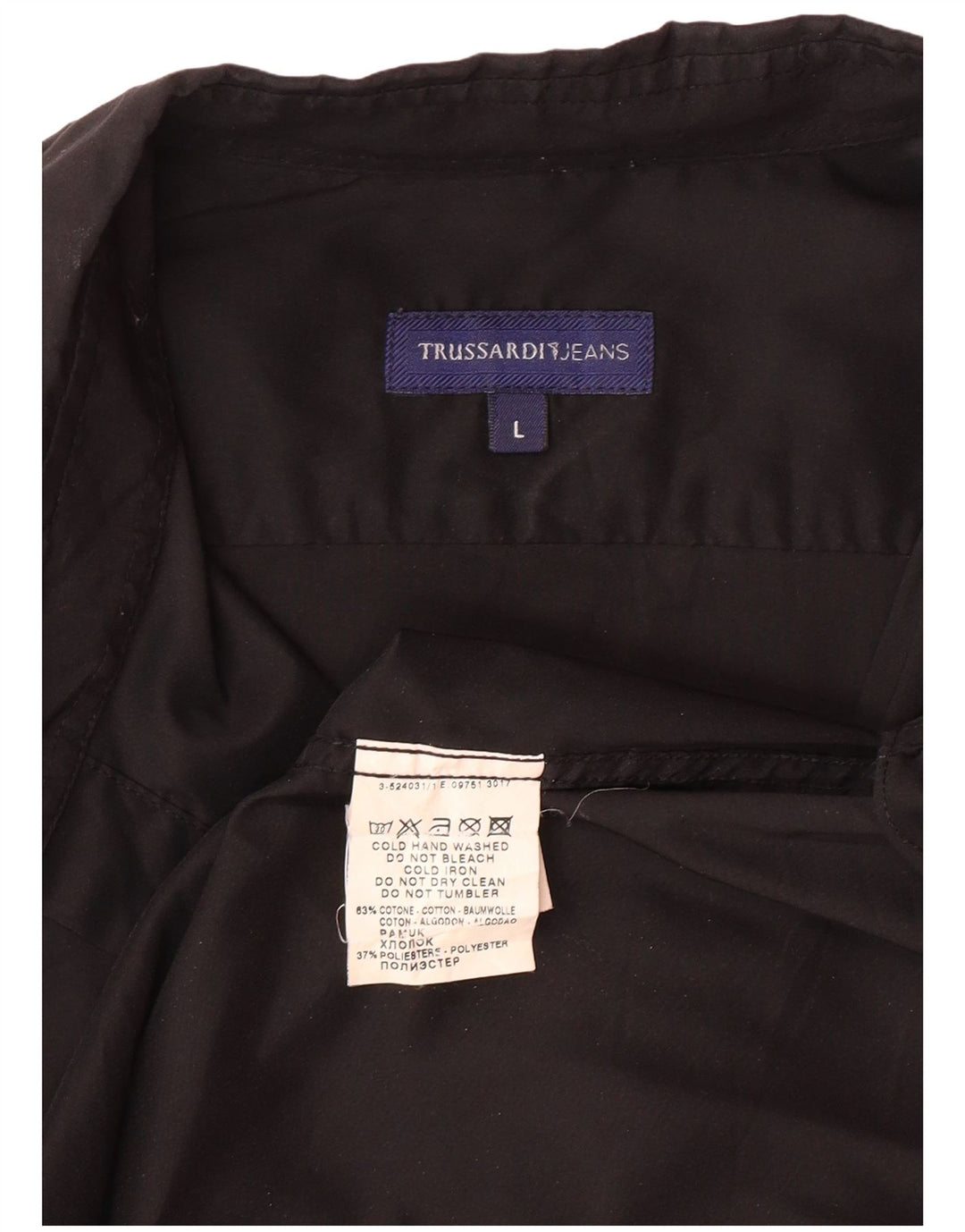 TRUSSARDI JEANS Mens Shirt Large Black Cotton