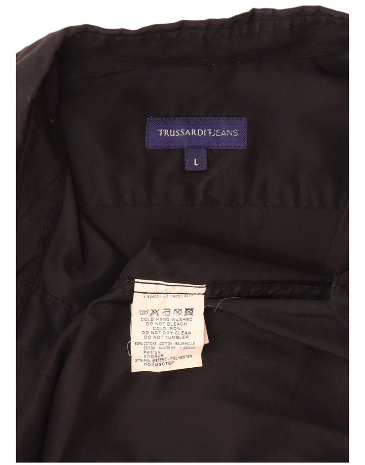 TRUSSARDI JEANS Mens Shirt Large Black Cotton