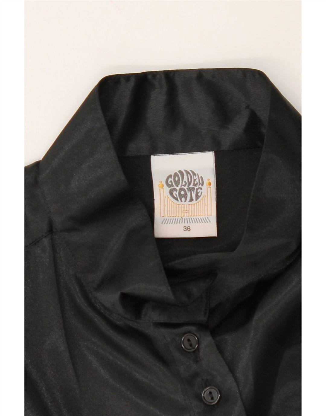 GOLDEN GATE Womens Shirt Blouse EU 36 Small Black Polyester Vintage Golden Gate and Second-Hand Golden Gate from Messina Hembry 