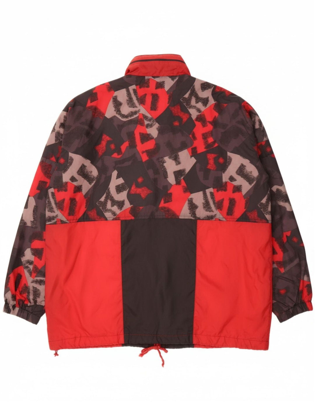 MARCEL CLAIR Mens Loose Fit Abstract Pattern Rain Jacket UK 42 XL Red Vintage Marcel Clair and Second-Hand Marcel Clair from Messina Hembry 