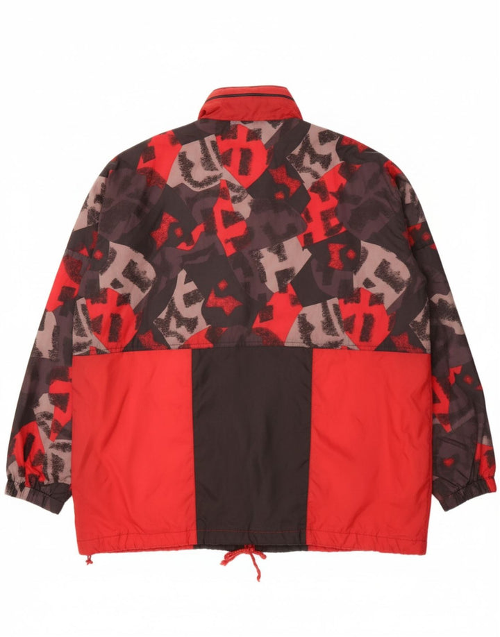 MARCEL CLAIR Mens Loose Fit Abstract Pattern Rain Jacket UK 42 XL Red Vintage Marcel Clair and Second-Hand Marcel Clair from Messina Hembry 