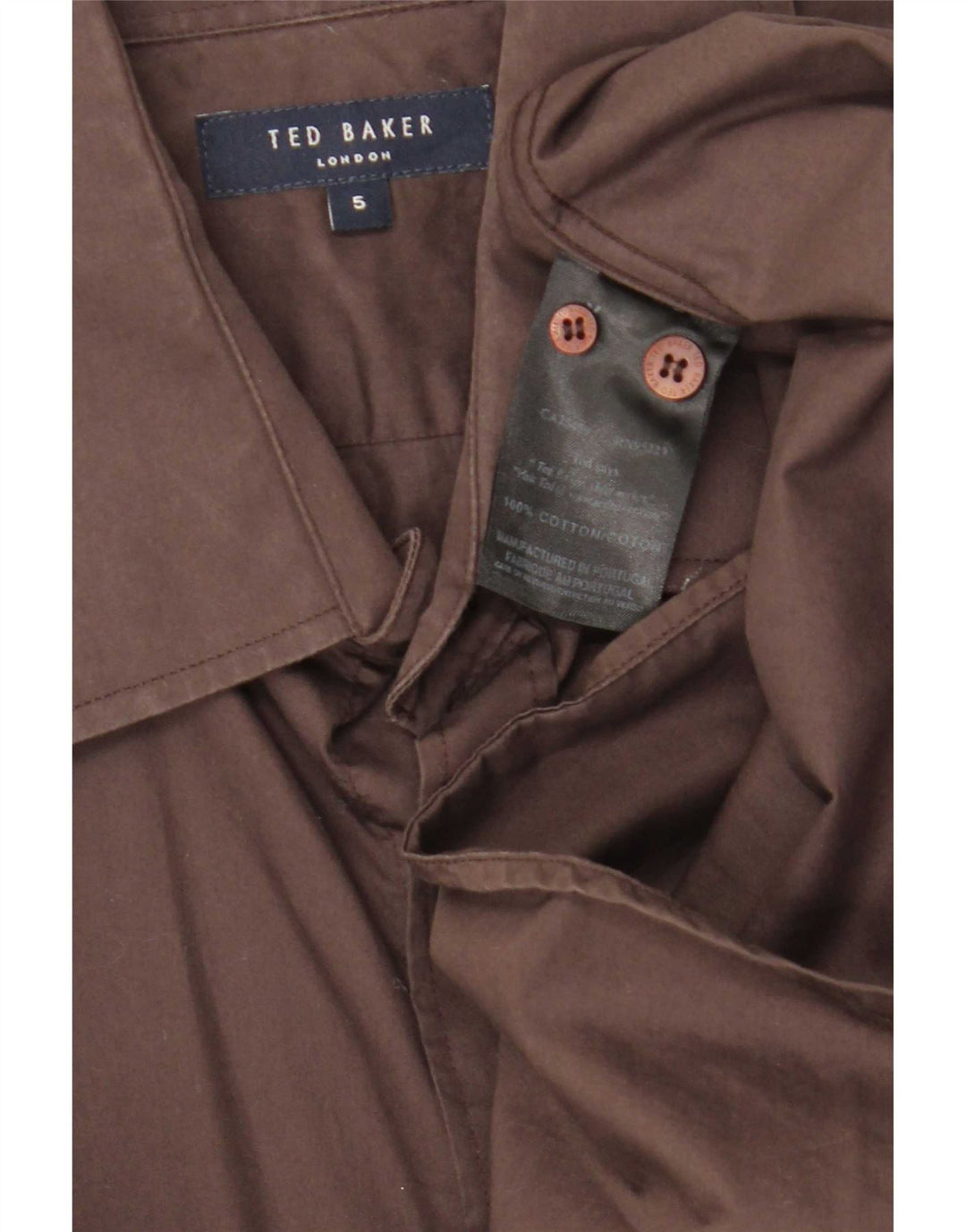 Ted Baker Herrenhemd, Größe 5, groß, braune Baumwolle
