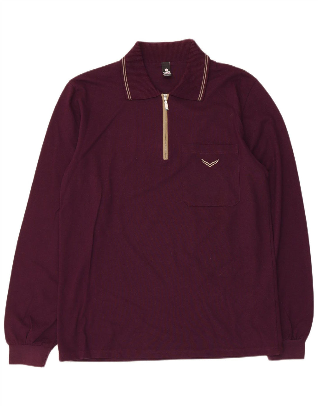 Trigema Mens Long Sleeve Polo Shirt Medium Maroon Cotton