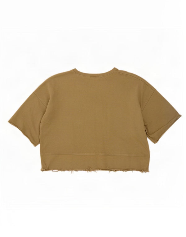 T-shirt corta da donna Zara UK 14 cotone kaki medio