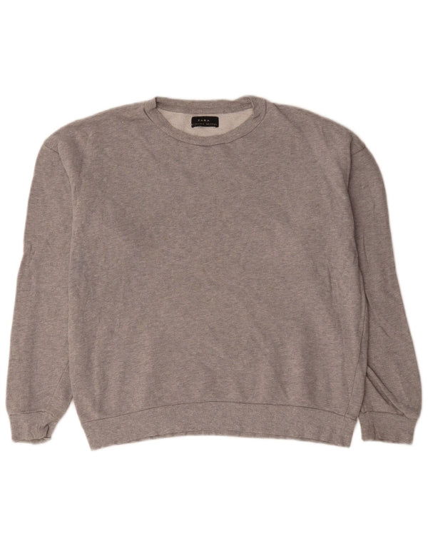 Zara Sweatshirt-trøje til mænd Medium Grey Flecked Bomuld