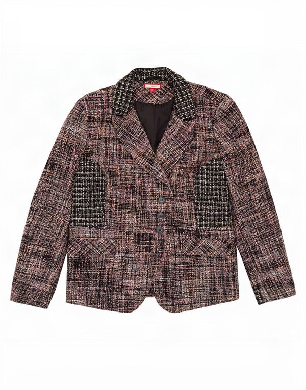 Jaqueta blazer feminina Joe Browns com 3 botões Reino Unido 20 2XL xadrez multicolorido