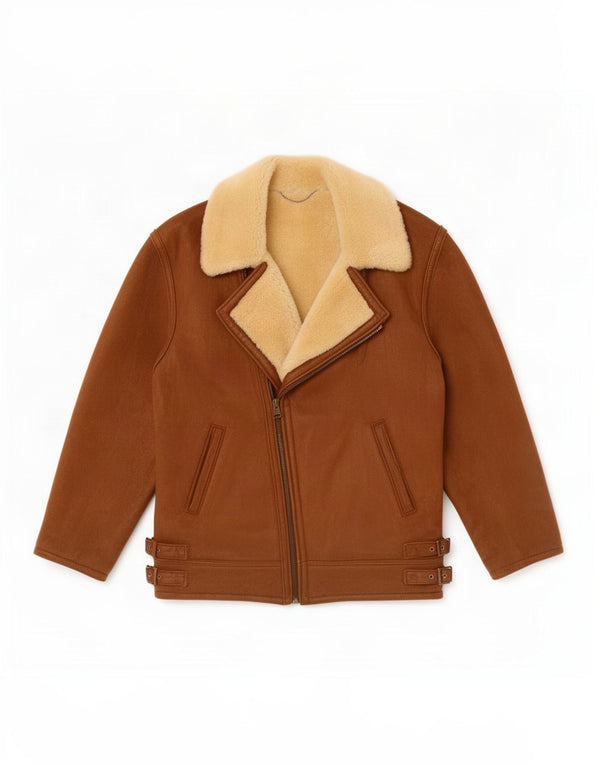 Vintage Dame Shearling Jacket UK 14 Large Brown