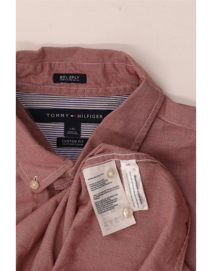 Tommy Hilfiger Mens Custom Fit Shirt Large Red Check Cotton