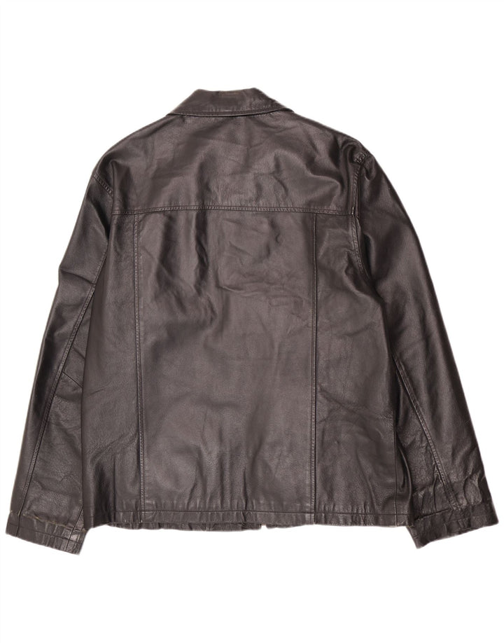 Henry Morell Chaqueta de cuero para hombre IT 50 Grande Negro
