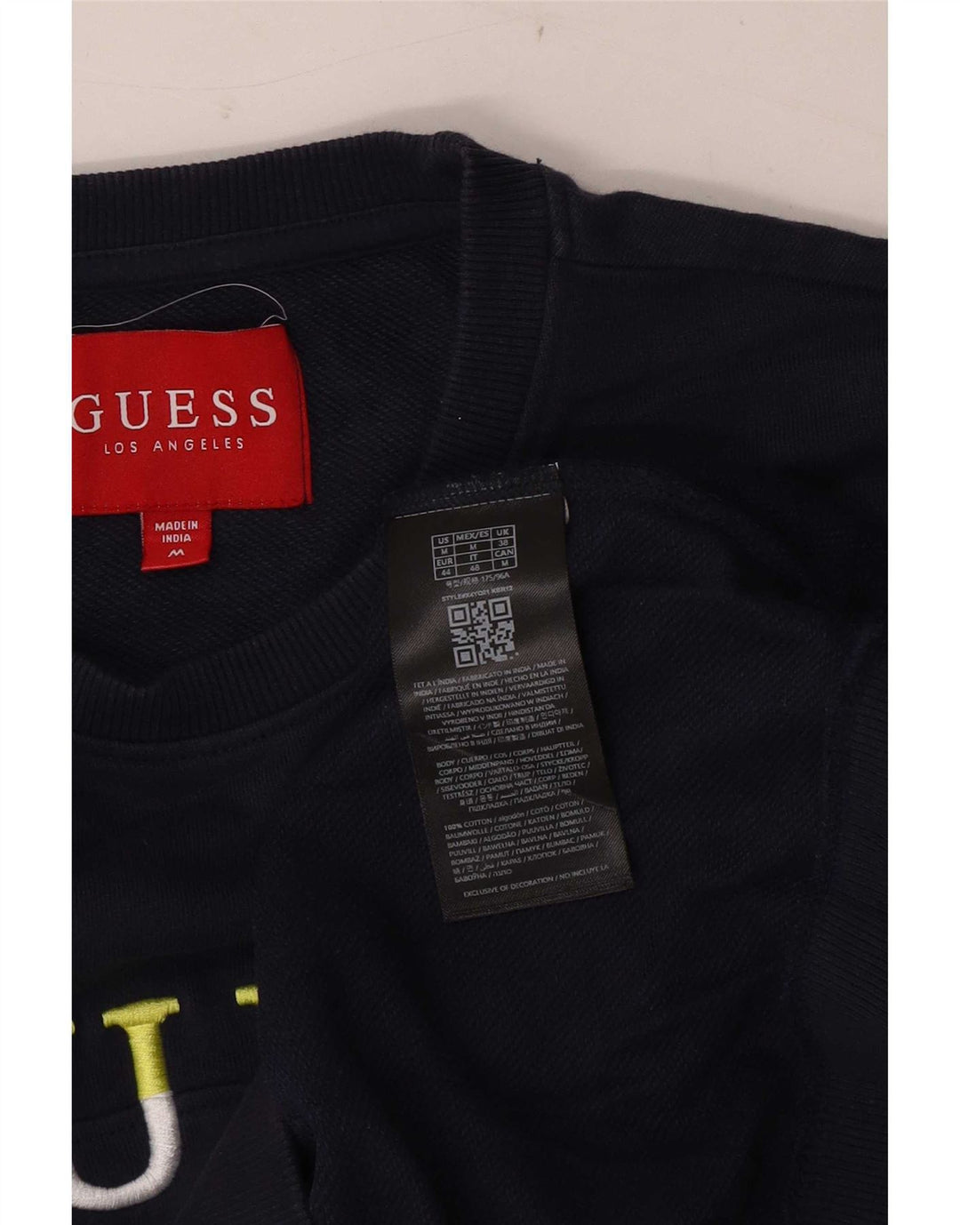 Guess Felpa con grafica da uomo Maglione medio in cotone blu navy