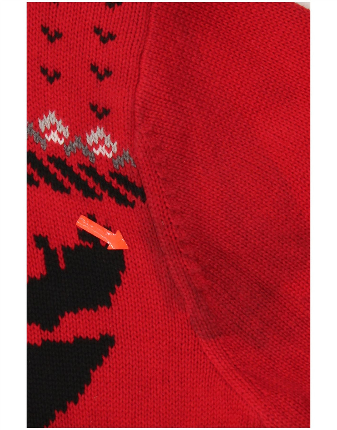 Chaps Mens Zip Neck Jumper Sweater Large Red Fair Isle Cotton