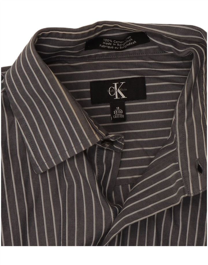 Calvin Klein Mens Shirt Size 15 Medium Grey Pinstripe Cotton