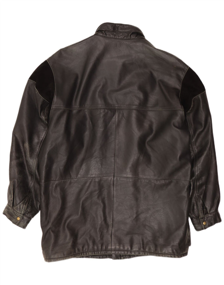 Giacca in pelle vintage da uomo UK 40 grande nera