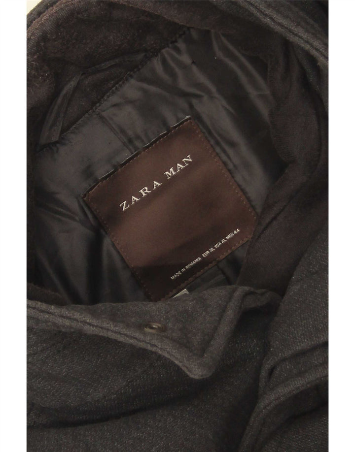 Sobretudo masculino Zara UK 42 XL cinza poliéster