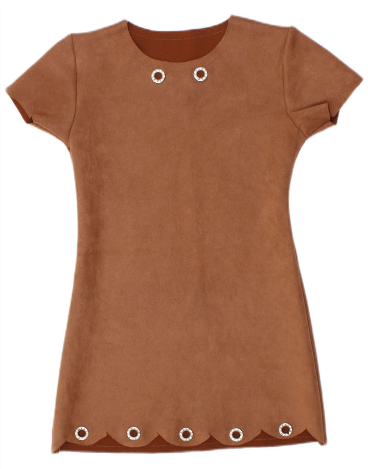 Vintage pigeskiftkjole 3-4 år brun polyester