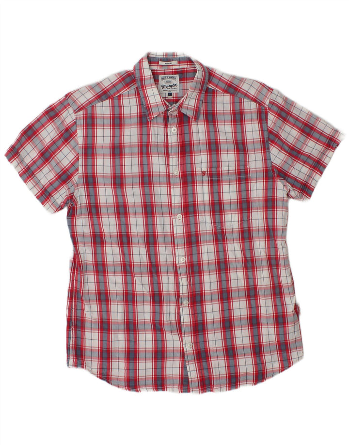 WRANGLER Boys Regular Short Sleeve Shirt 15-16 Years Large Red Check