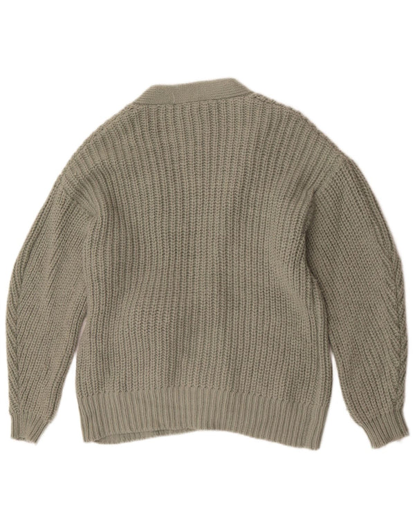Zara Womens Oversized Front Tie Cardigan Sweater UK 10 Small Green Acryl
