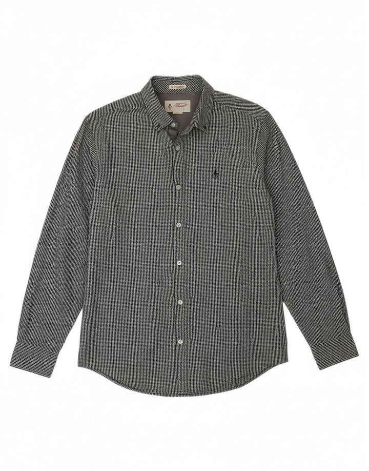 PENGUIN Mens Heritage Slim Fit Shirt Small Black Gingham