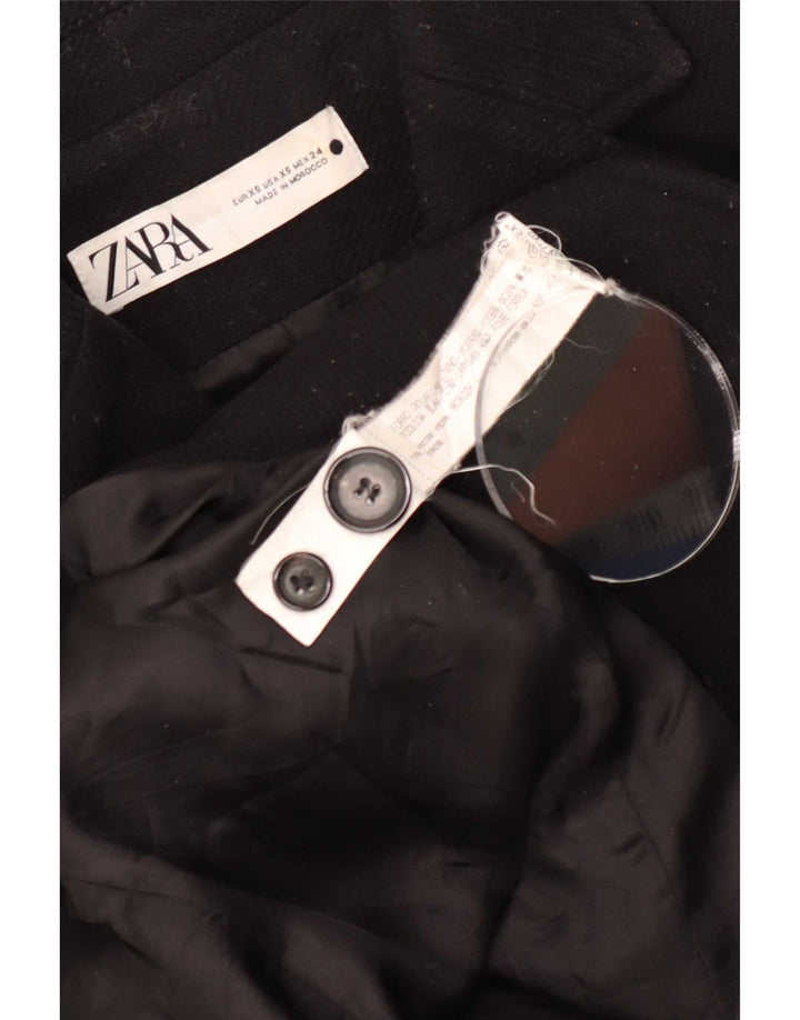 Zara Womens Overcoat UK 6 XS Black Viscose