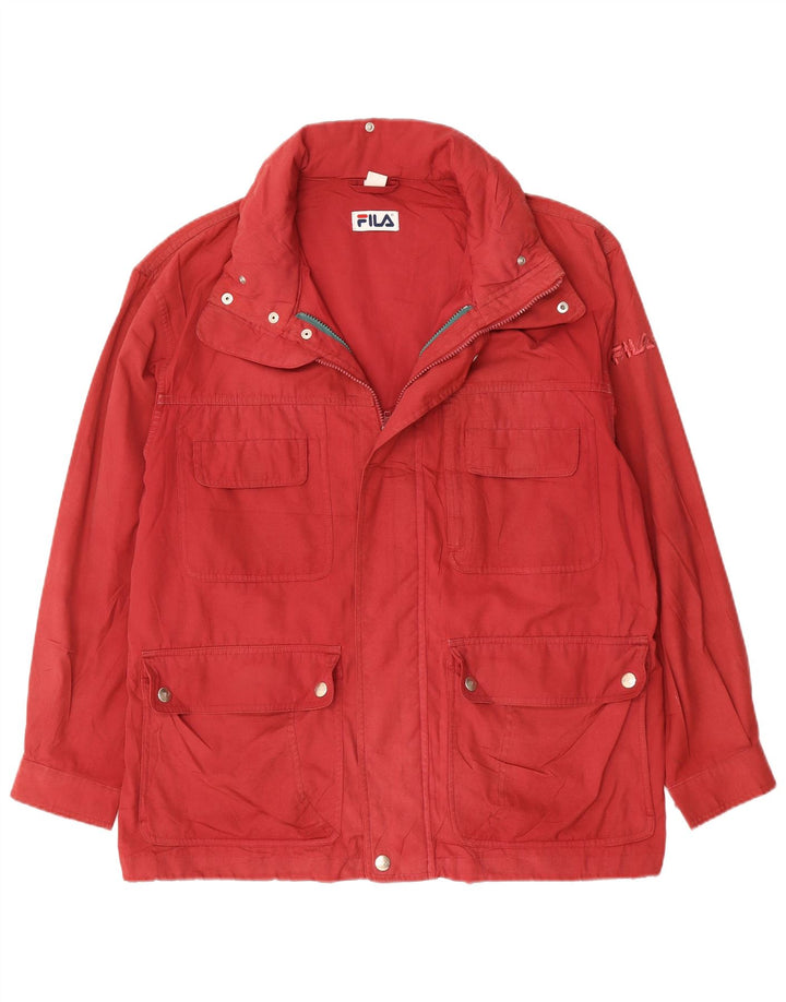FILA Mens Loose Fit Utility Jacket IT 48 Medium Red Polyester