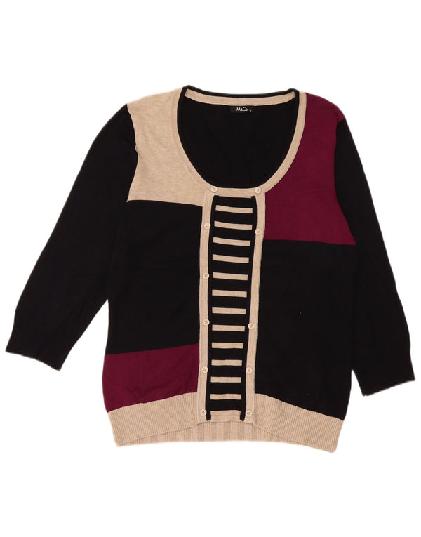M&Co Womens Boat Neck Jumper Sweater UK 14 Medium Black Colourblock