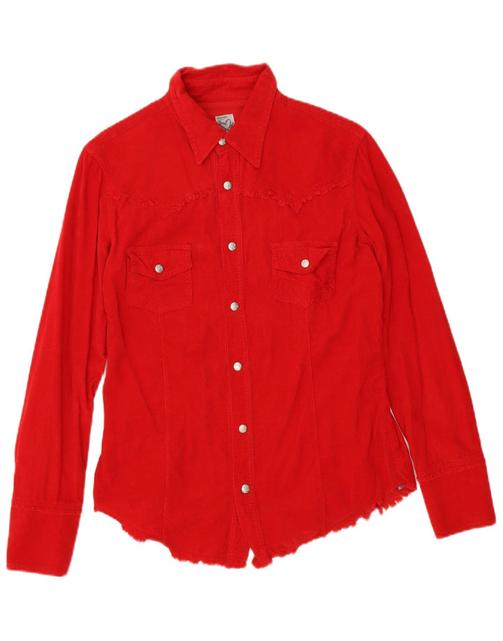 Phard Womens Corduroy Shirt UK 12 Medium Red Cotton