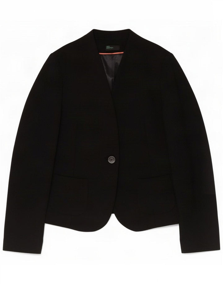 Beneton Womens 1 Button Blazer Jacket IT 42 Medium Black Poliester