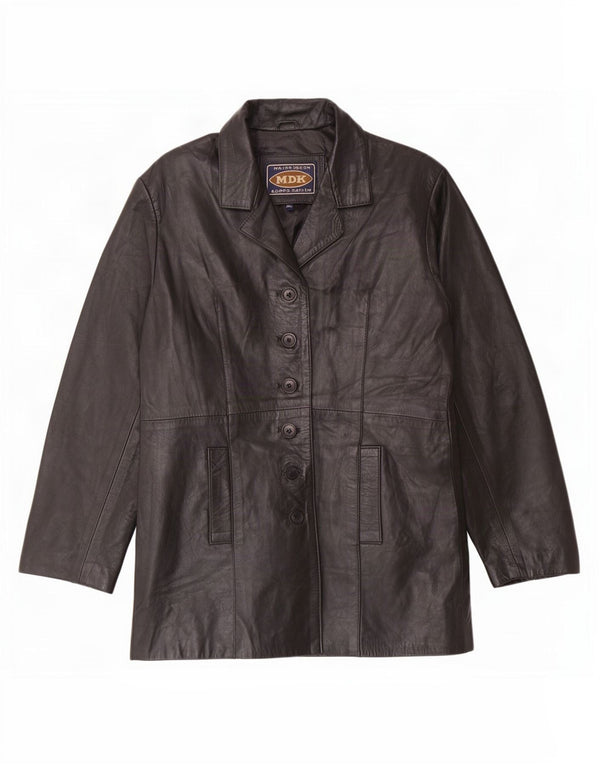Jaqueta blazer feminina de couro com 6 botões MDK Reino Unido 18 XL preta
