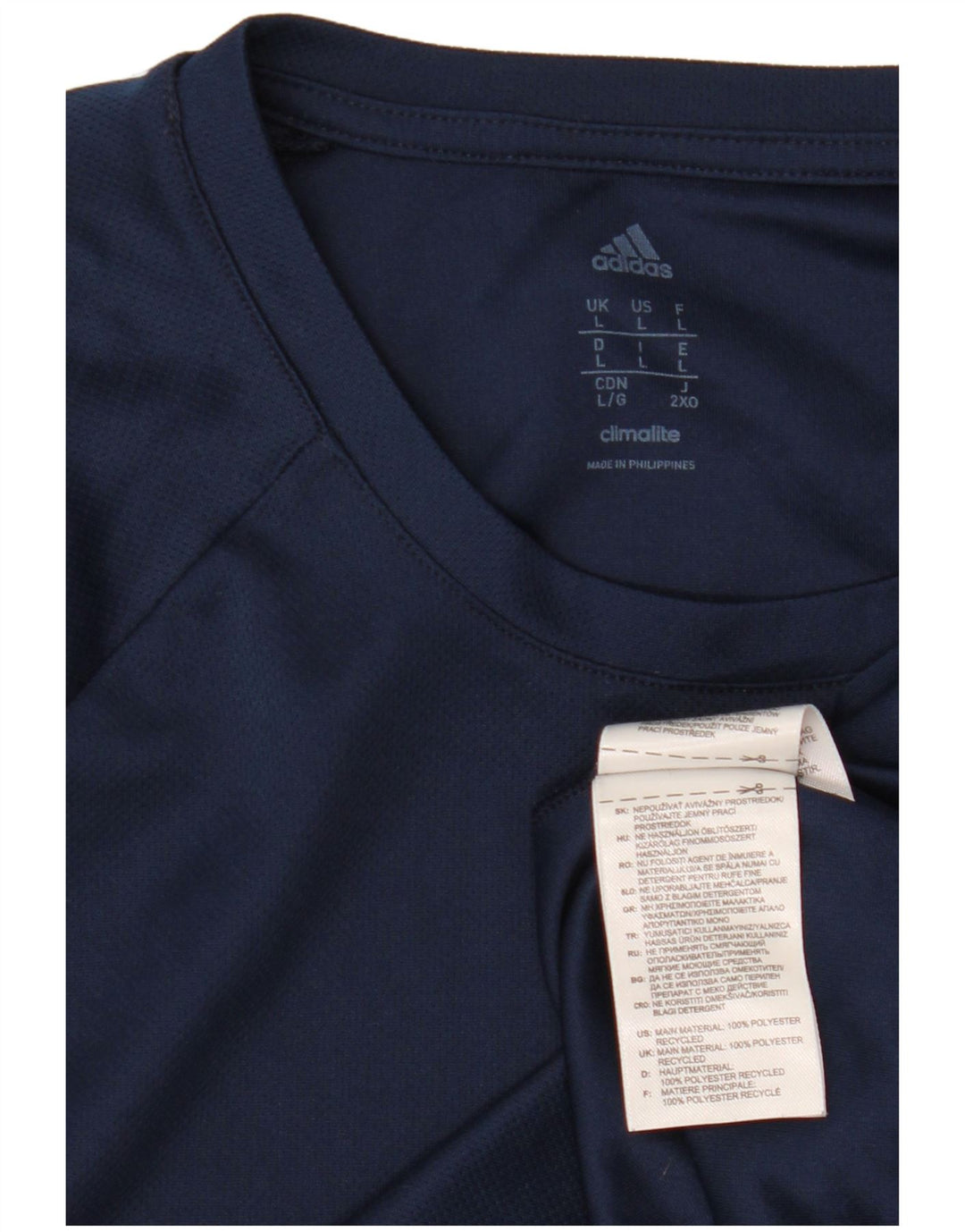 Adidas Mens Climalite Graphic T-Shirt Top Large Navy Blue Polyester