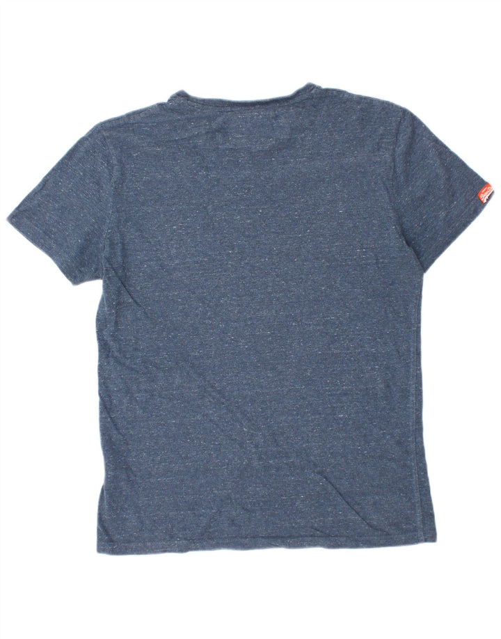 SUPERDRY Mens T-Shirt Top Medium Navy Blue Flecked Cotton