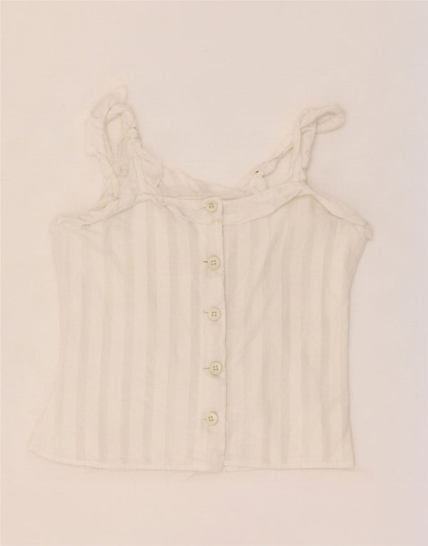 Vintage Damen Crop Cami Top UK 4 XS Weiß gestreift