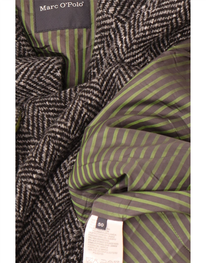 MARC O'POLO Mens Overcoat IT 50 Large Grey Herringbone Wool