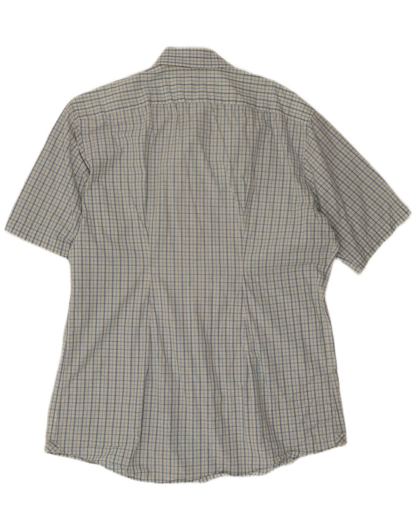 Lacoste Chemise coupe classique à manches courtes pour homme Taille 42 Grand coton à carreaux bleus